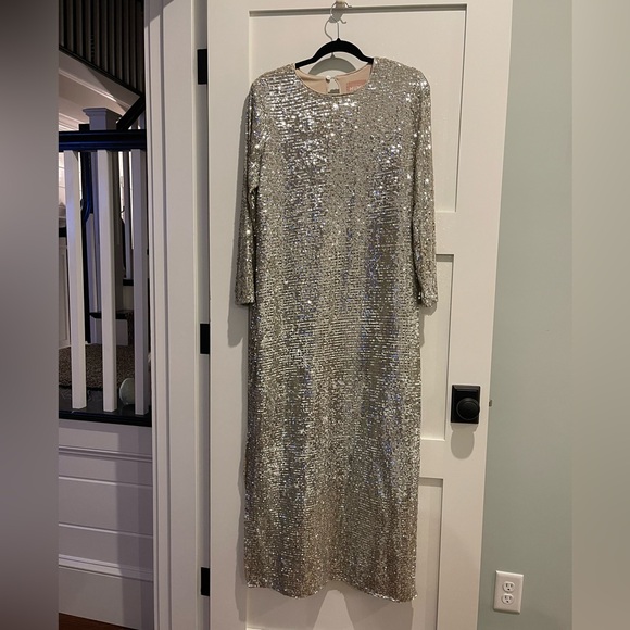 Show Me Your MuMu Dresses & Skirts - Show Me Your MuMu Maddison Long Sleeve Sequin Dress Womens L Platinum Silver.